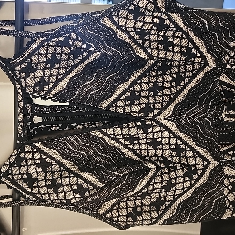 FREE PEOPLE Lace Overlay Fit & Flare Sleeveless Dress - Picture 2 of 10
